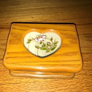 Jewlery box glass heart flowers floral case keep sake gift her wood organizer